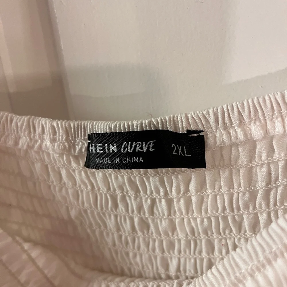 White Smocked Bodice Long Sleeve Dress - Picture 4 of 4